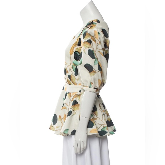 PATBO Printed Plunge Neckline Blouse Size: M - Picture 2 of 4